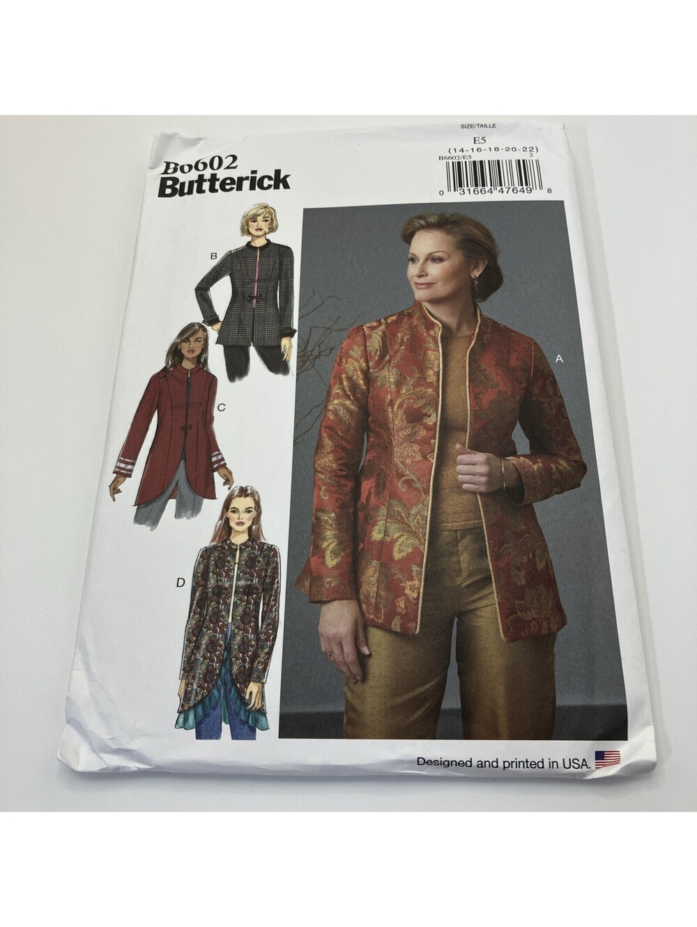 Butterick Sewing Pattern B6602 Misses Jacket Semi-fitted Lined 14-22 UNCUT